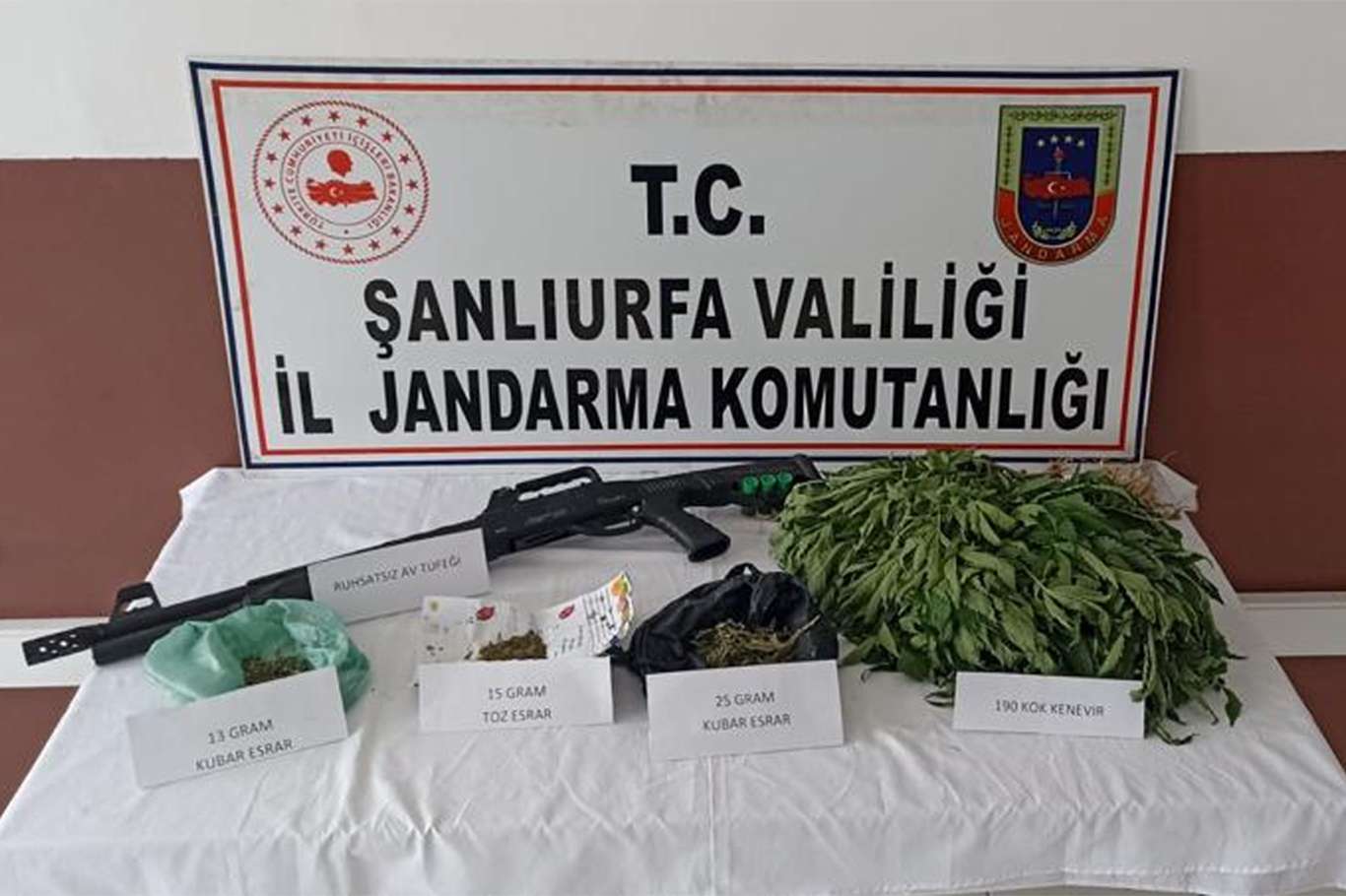 Şanlıurfa'da bir adreste yapılan aramada kök keneviri ele geçirildi