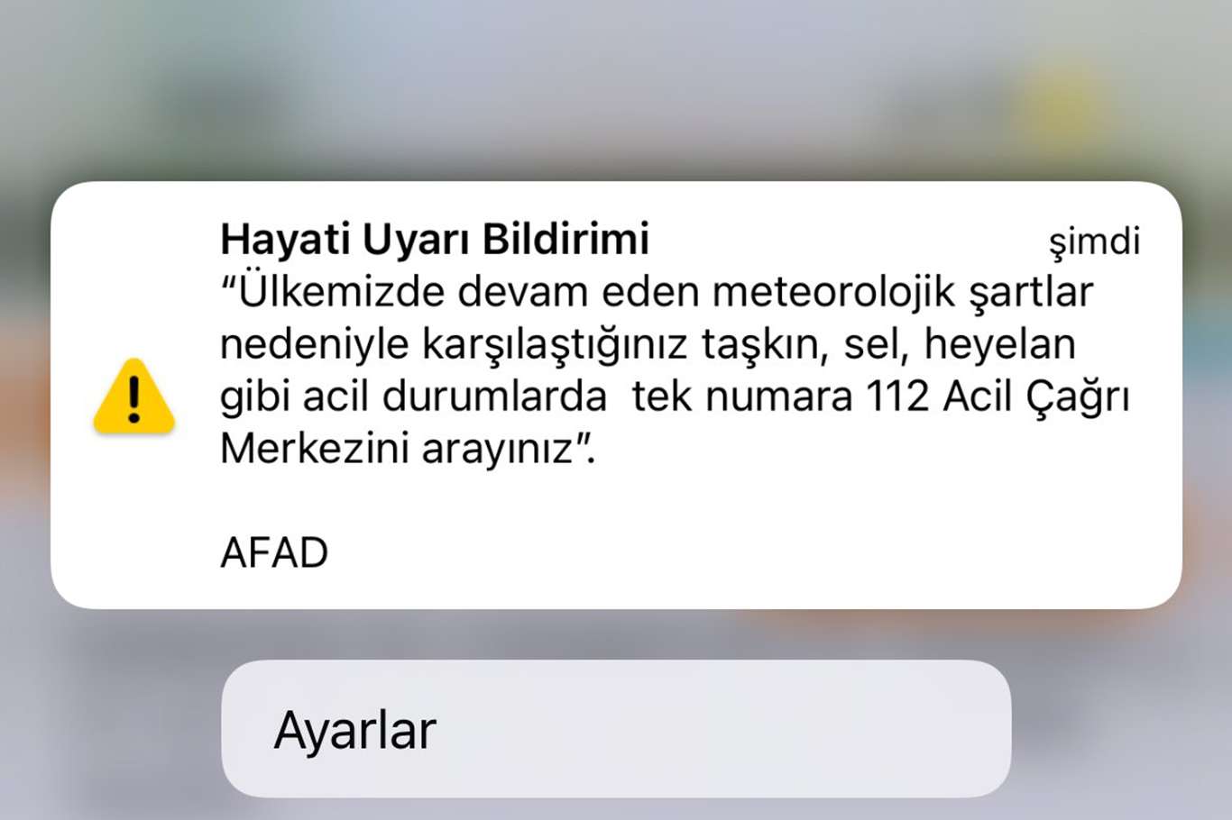 Telefonlara "acil durum" bildirimi gönderildi