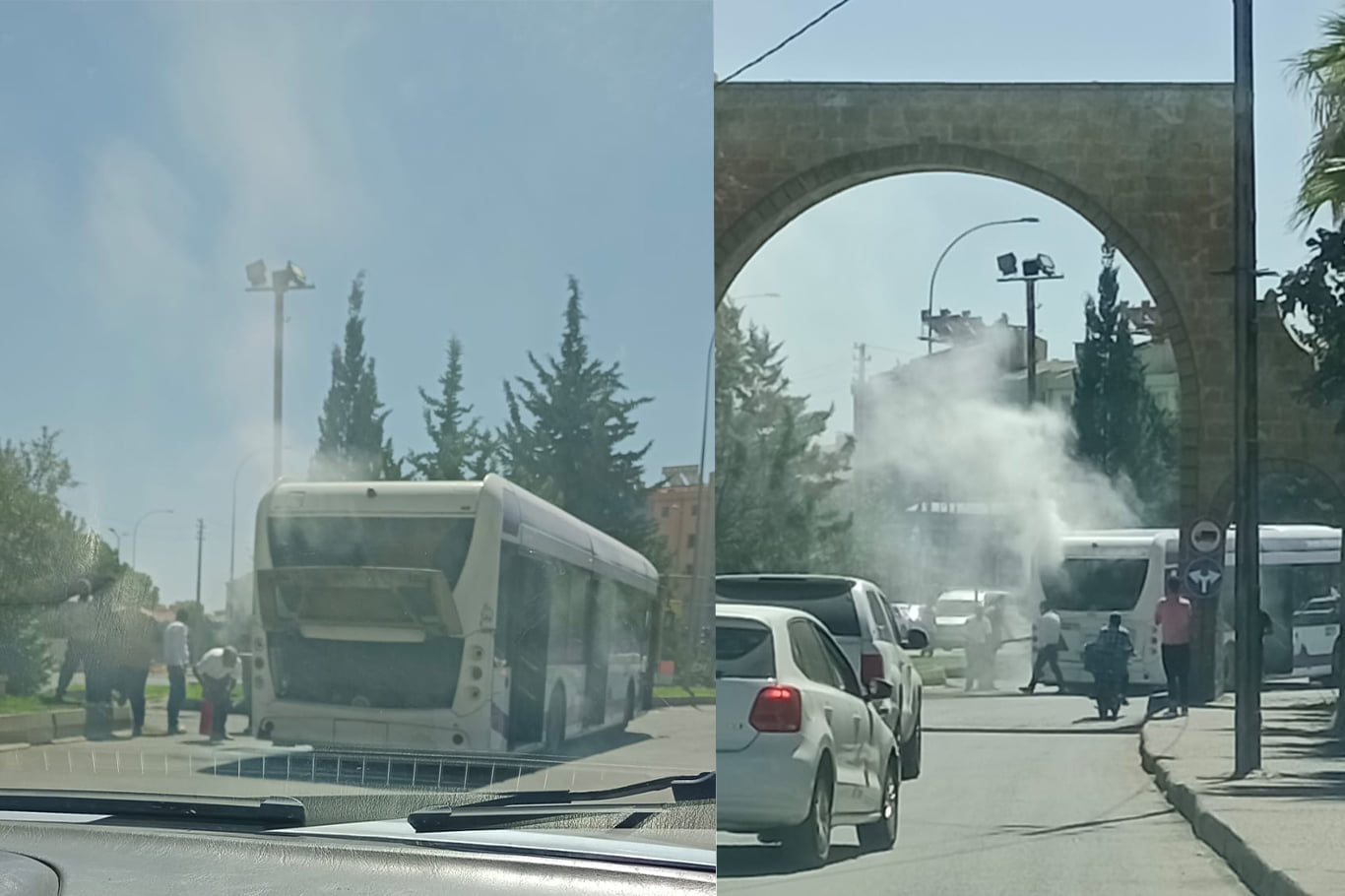 Şanlıurfa'da otobüsten yükselen duman korkuttu