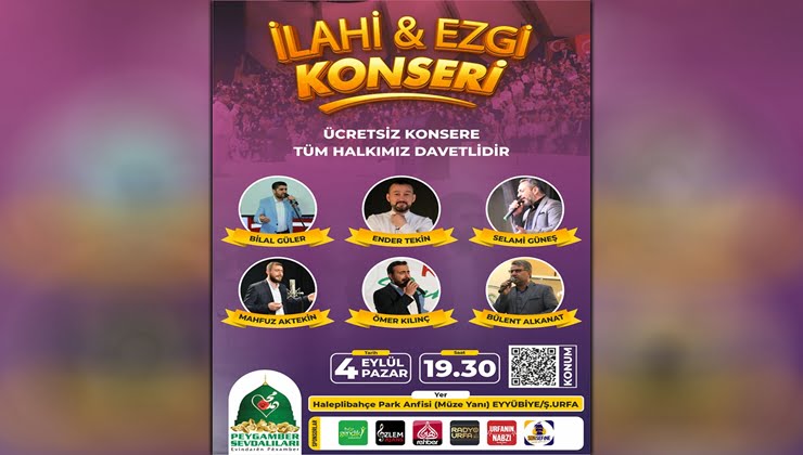 Şanlıurfa'da İlahi Ezgi Konseri düzenlenecek
