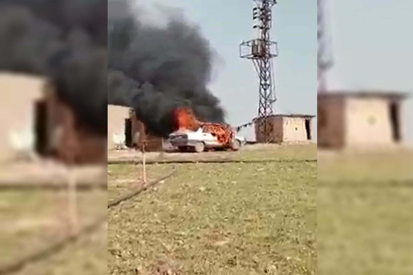 Alev alan otomobilin içinde kalan çocuk ağır yaralandı