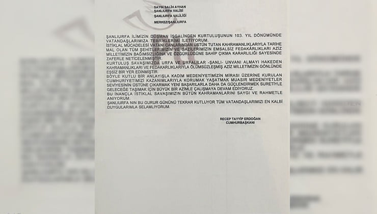 Cumhurbaşkanı Erdoğan'dan Şanlıurfalılara mesaj!