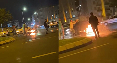 Seyir halinde yanmaya başlayan motosiklet kullanılamaz hale geldi