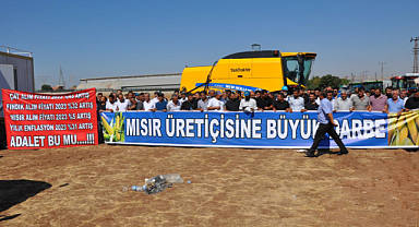 Mısır fiyatına karşı çıkan çiftçiler TMO önünde protesto düzenledi