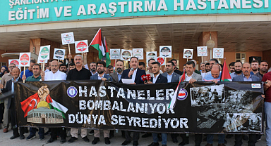 Sağlıkçılar Gazze'ye destek amacıyla basın açıklaması düzenledi