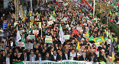 HÜDA PAR'dan Hazreti İbrahim'in şehri Şanlıurfa'da Gazze'ye destek yürüyüşü