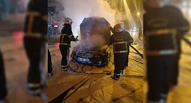 Şanlıurfa'da alev alan araç söndürüldü