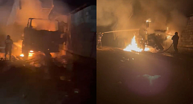 Şanlıurfa'da yanan kamyonet geceyi aydınlattı!