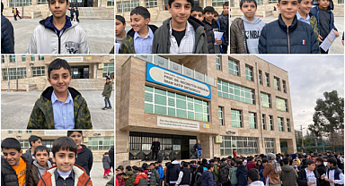 Şanlıurfa'da öğrenciler karne alırken Filistinli kardeşlerini unutmadılar