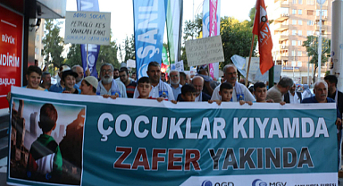 Şanlıurfalı çocuklardan Filistinli çocuklara destek yürüyüşü