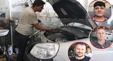 Şanlıurfa sıcağında oto tamircilerin zorlu mesaisi