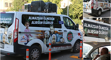 Boykot aracı Şanlıurfa sokaklarında halkı boykota davet ediyor