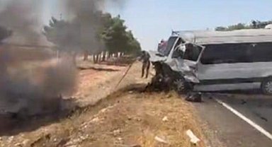 Ceylanpınar-Viranşehir yolunda feci kaza: araç yandı, 2 kişi hayatını kaybetti